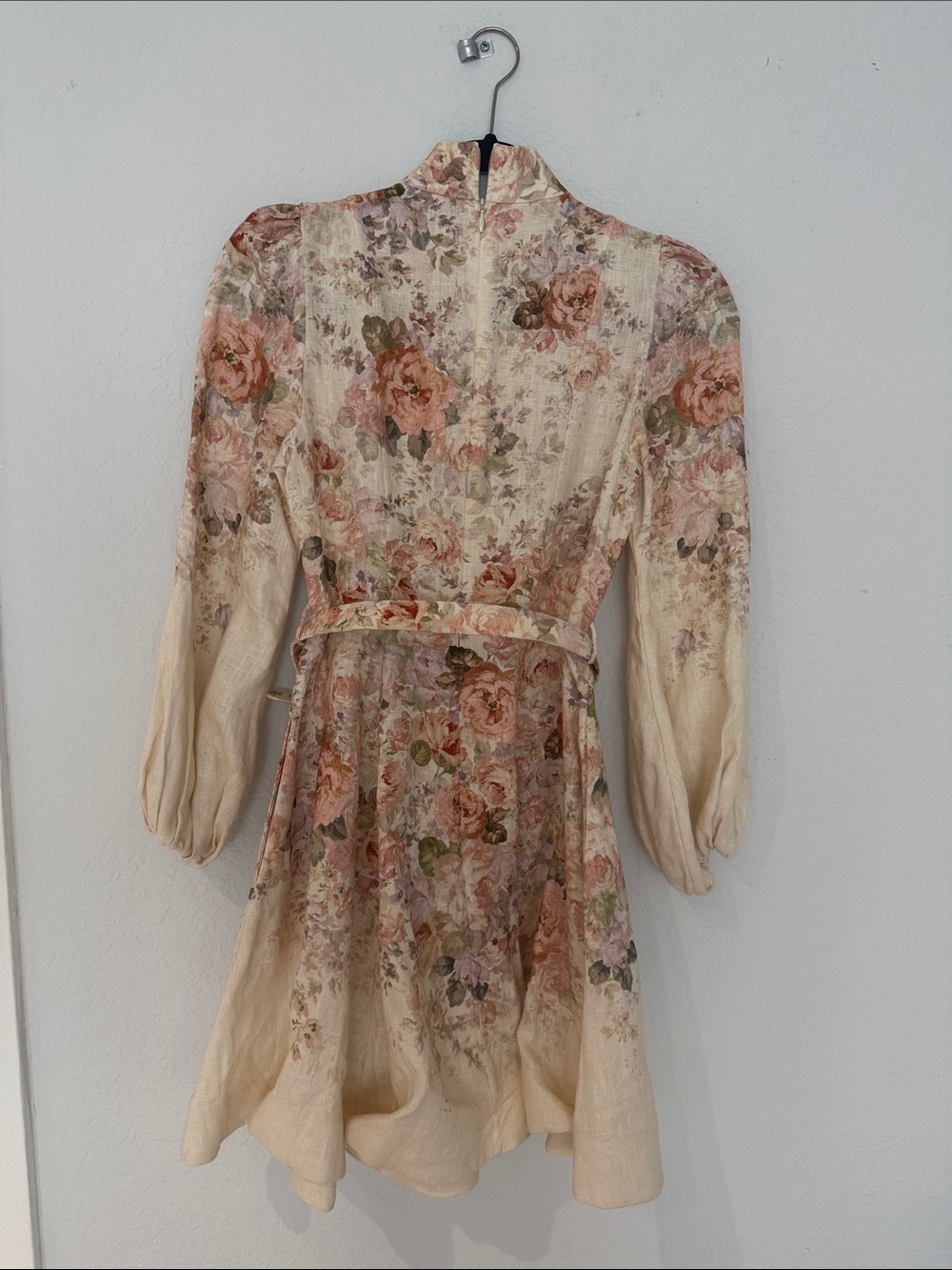 Zimmermann Cream Floral Mini Dress with Pink & Green Accents - Picture 6 of 10